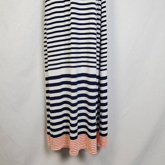 Old Navy Women’s Strapless Maxi Dress Size Small Navy White Stripe with Coral He - Picture 3 of 6
